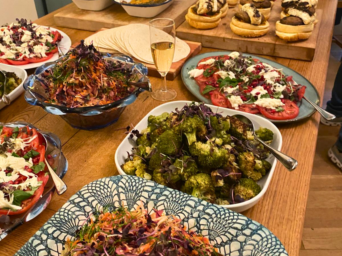 Premium event catering in bournemouth and dorset rainbow slaw, feta salad, sliders, roast cauliflower, tortillas, excellent presentation